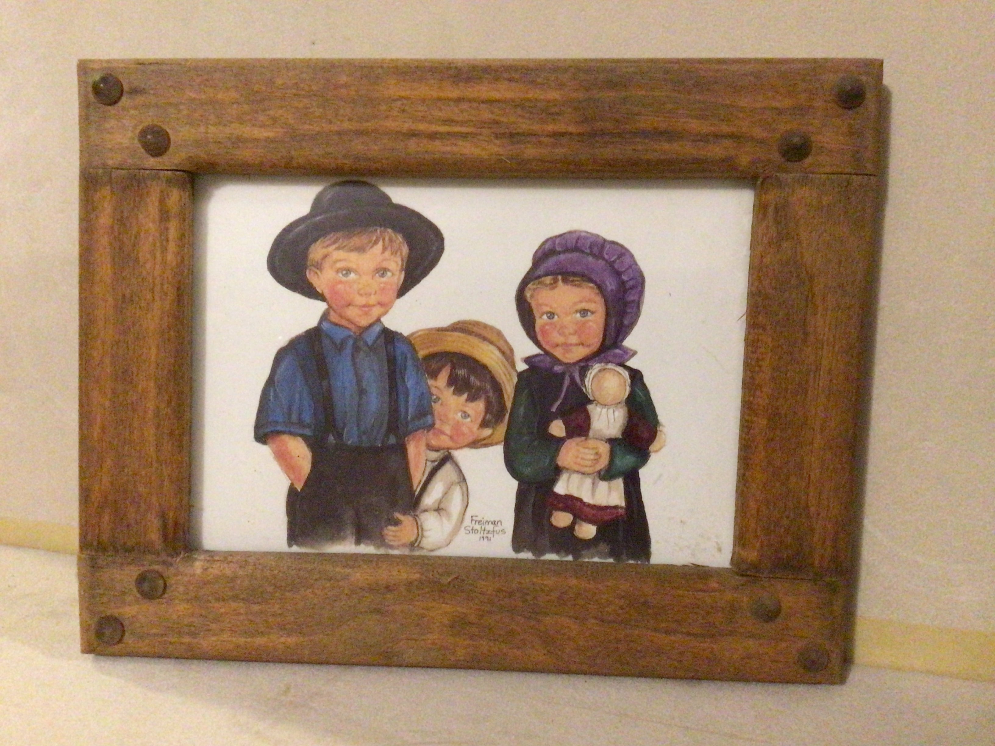 Amish Print “3 children “ Framed