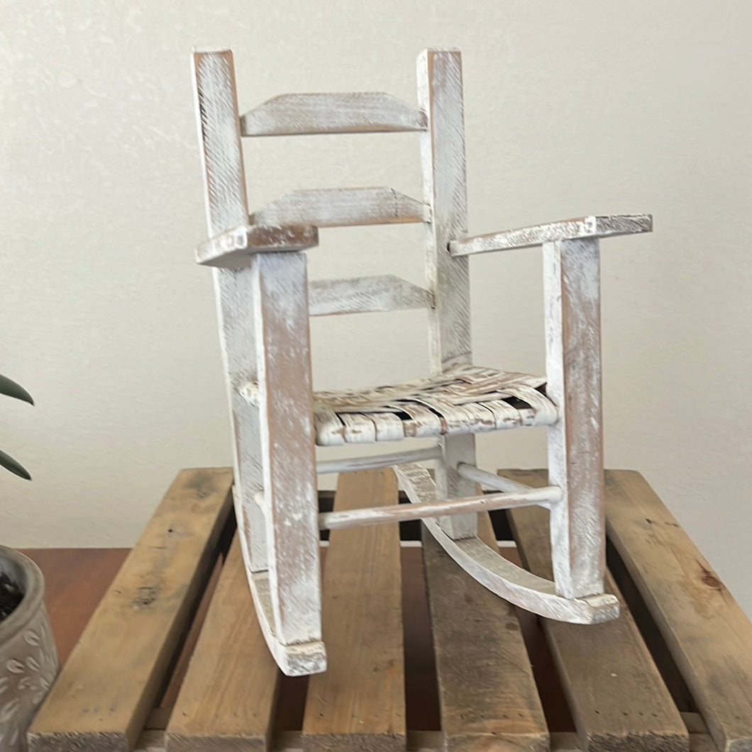 Whitewashed Wooden  Rocker - decor