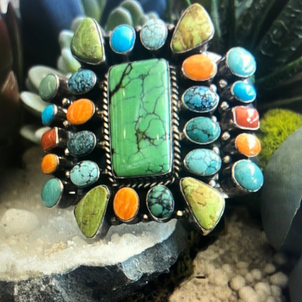 Cuff - Navajo D Livingston Multi Stone Cuff -signed