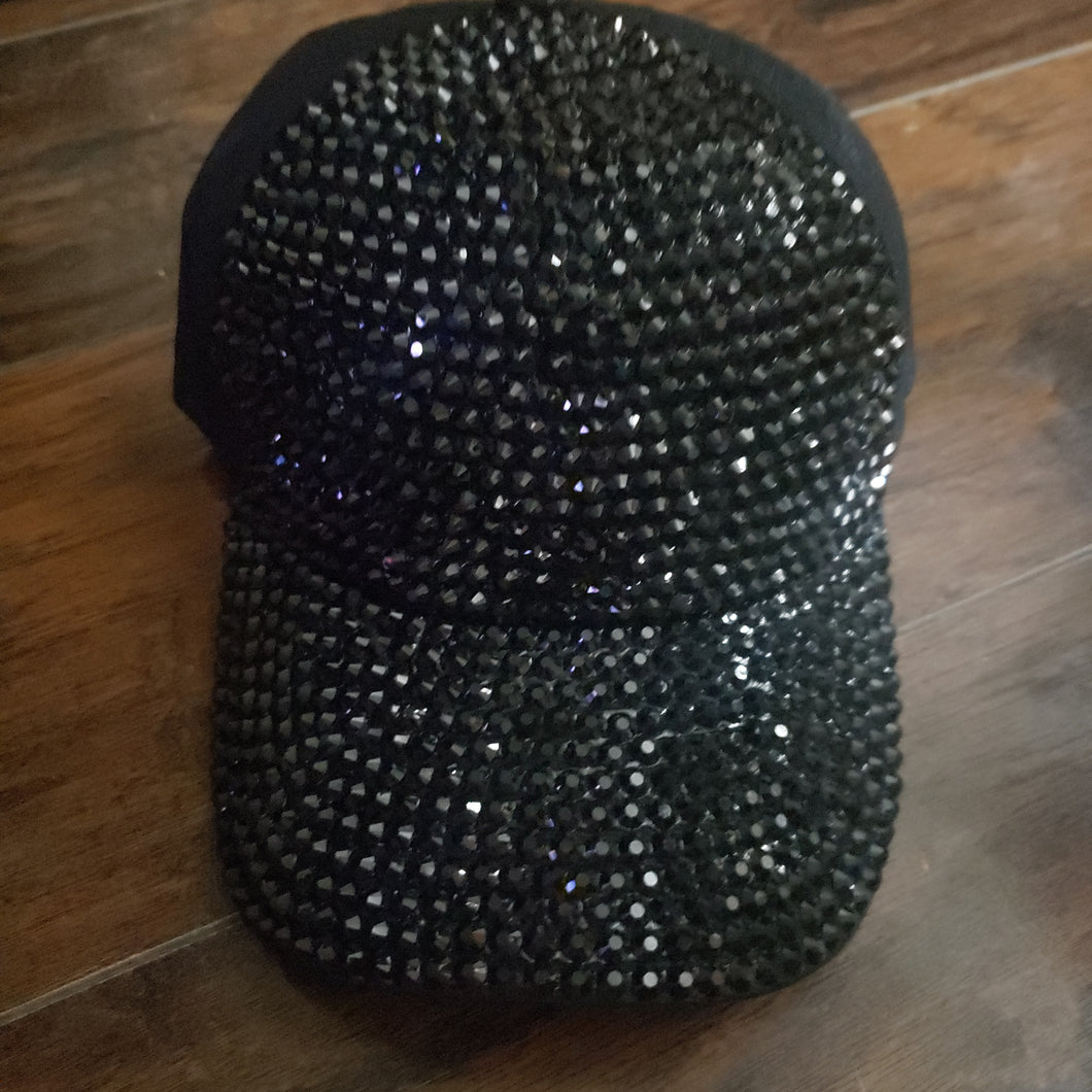 Ladies Black gemstone ball cap