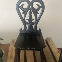 Load image into Gallery viewer, Black Wooden Ornate Backed Chair
