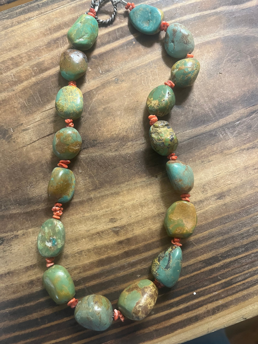 Necklace - Green Turquoise Nugget & Spiny Oyster Necklace