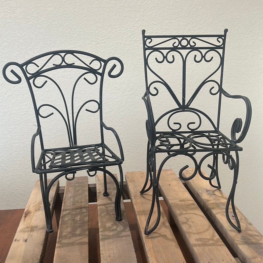 Black Metal Chairs - shelving decor or doll chairs