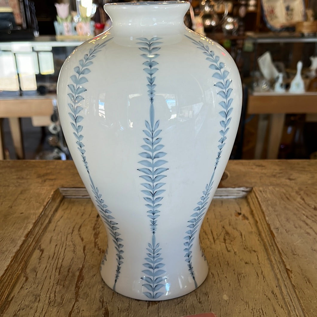 Blue leafy & Ivory Vase