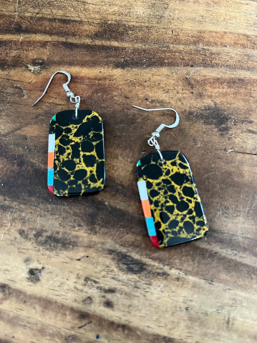 Black & Gold gemstone edged earrings