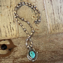 Load image into Gallery viewer, 24” Sterling Silver &amp; Turquoise pendant necklace
