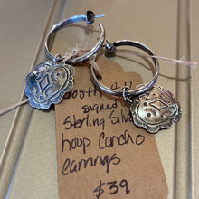 Load image into Gallery viewer, Sterling silver hoop concho earrings - signed Raymond Coriz (R Coriz)
