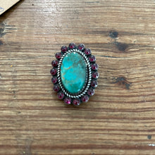 Load image into Gallery viewer, Earrings - W Valdez Taos signed turquoise &amp; pink onyx cluster sterling silver clip earrings
