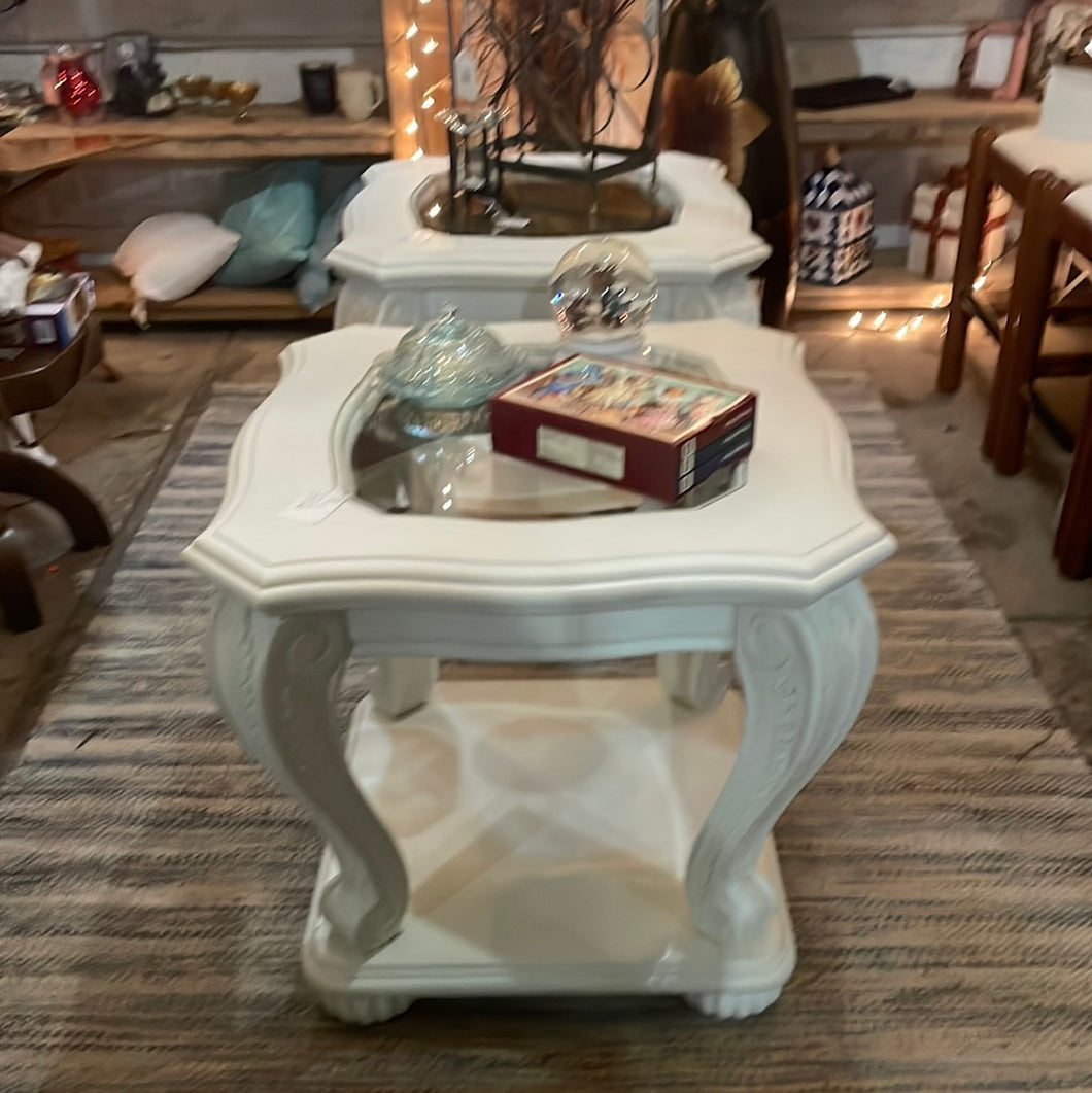 Glass Top Wood End Tables