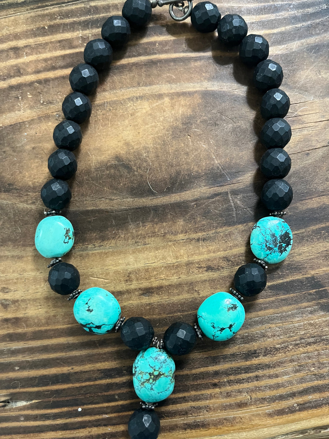 Black matte & Turquoise stone necklace