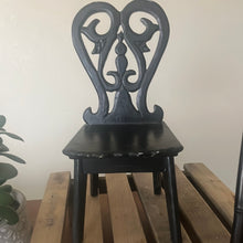 Load image into Gallery viewer, Black Wooden Ornate Backed Chair
