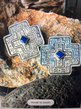 Load image into Gallery viewer, Earrings - Sterling Silver &amp; Lapis Clip earrings
