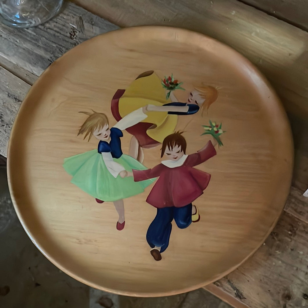 Hand painted wood plate