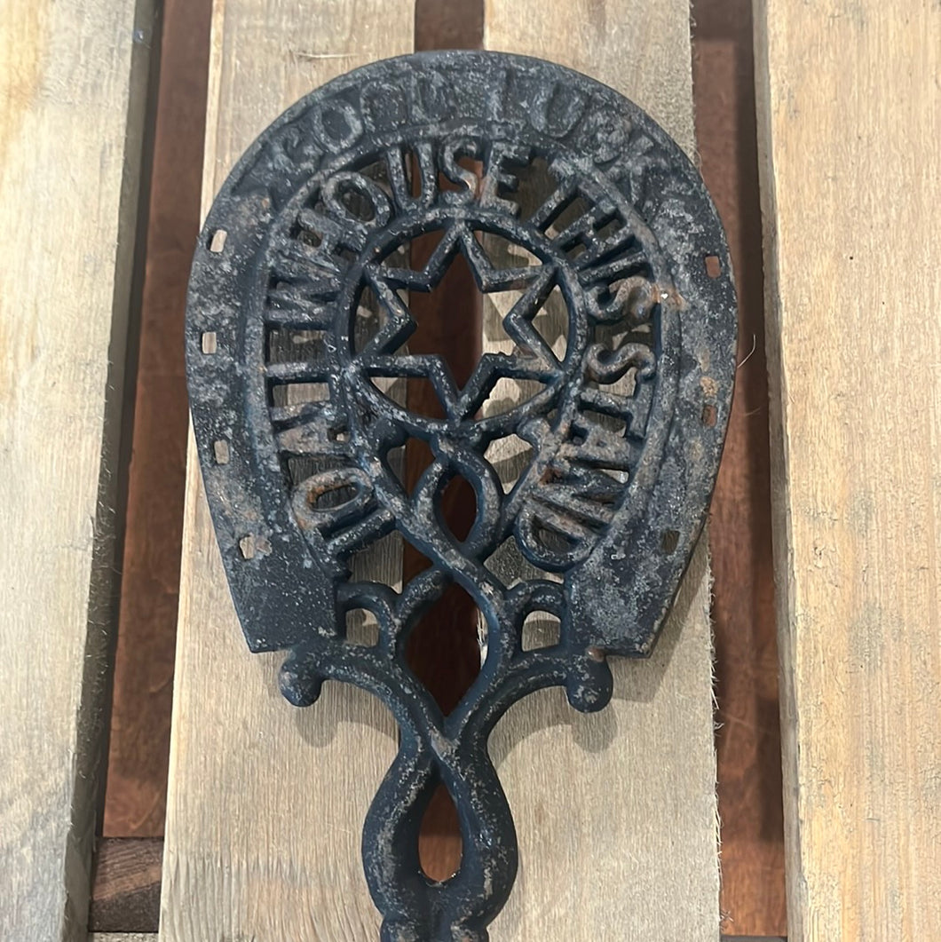 Vintage Iron Trivet -Good Luck -  “ to all who use this stand”