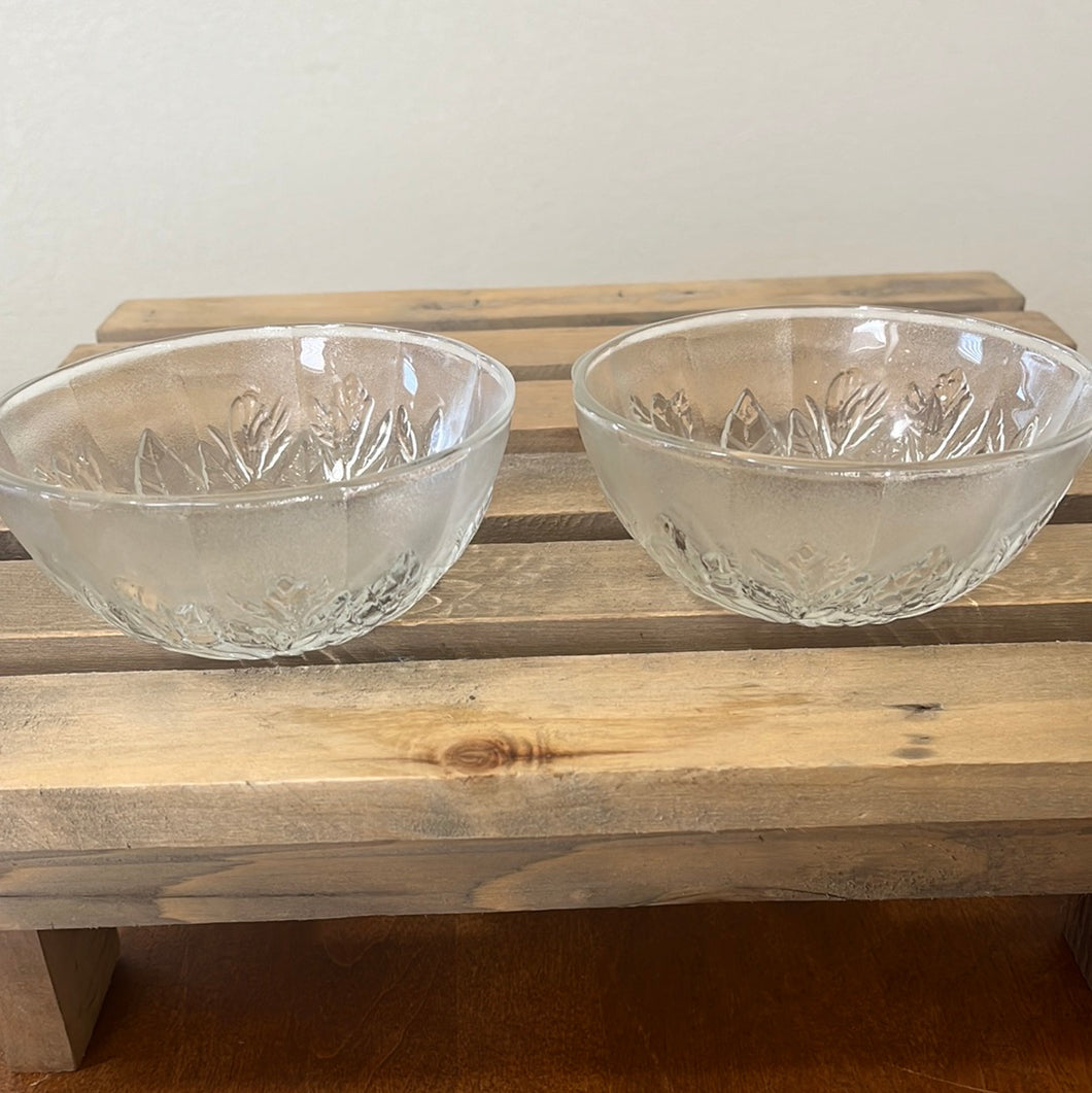 Rose Embossed Glass 5” bowls