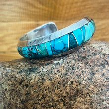 Load image into Gallery viewer, Richard Begay Inlay Turquoise Cuff -Sterling Silver signed
