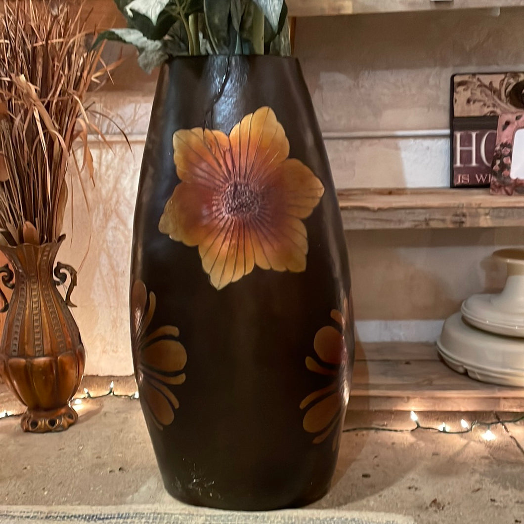 Bronze n Gold Floral Floor Vase