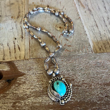 Load image into Gallery viewer, 24” Sterling Silver &amp; Turquoise pendant necklace
