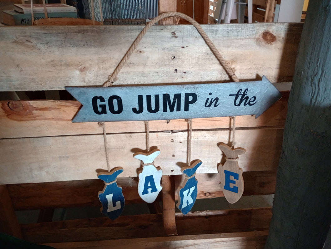 Go jump in the lake sign