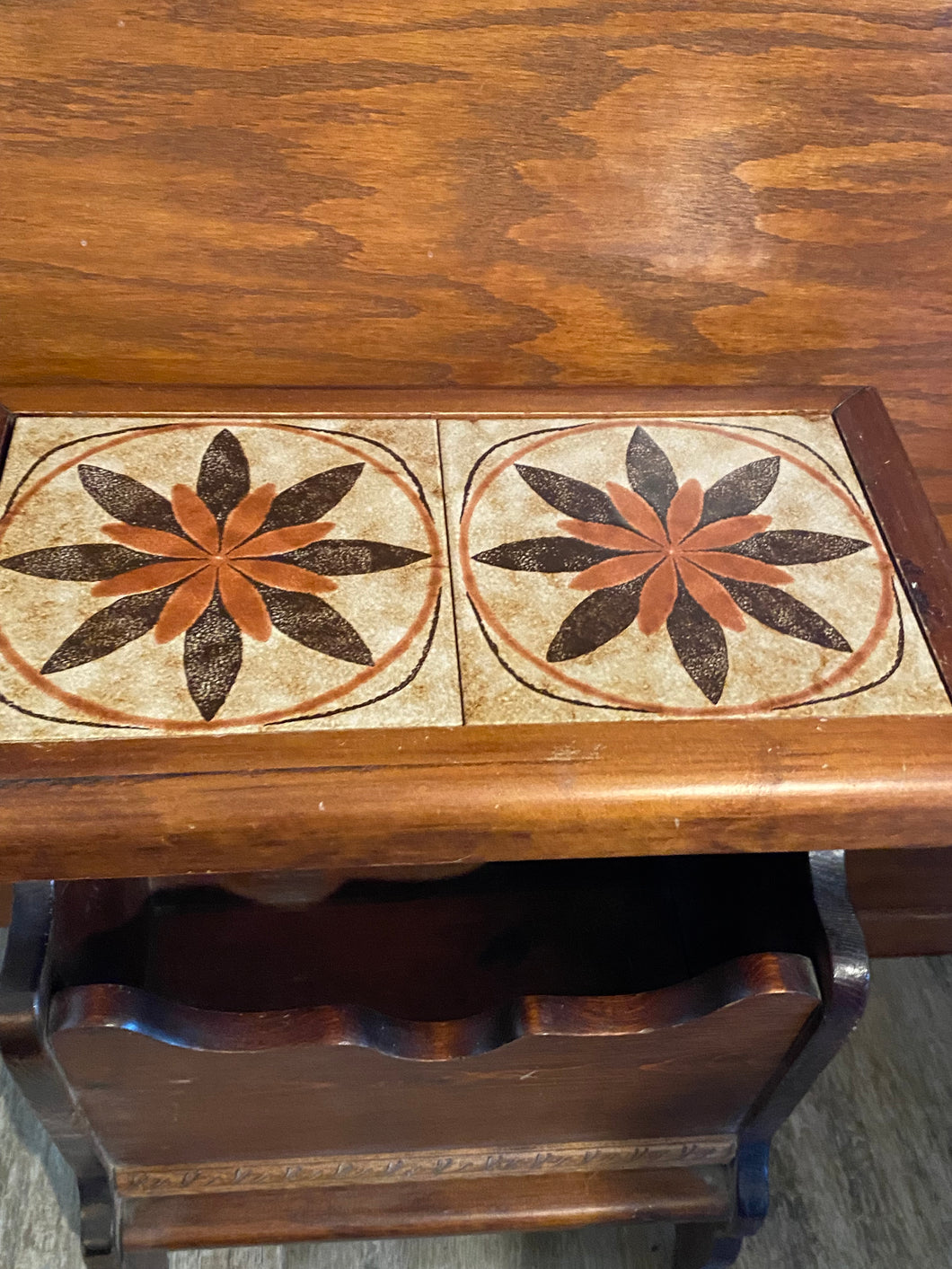 Vintage Magazine Table with tile top