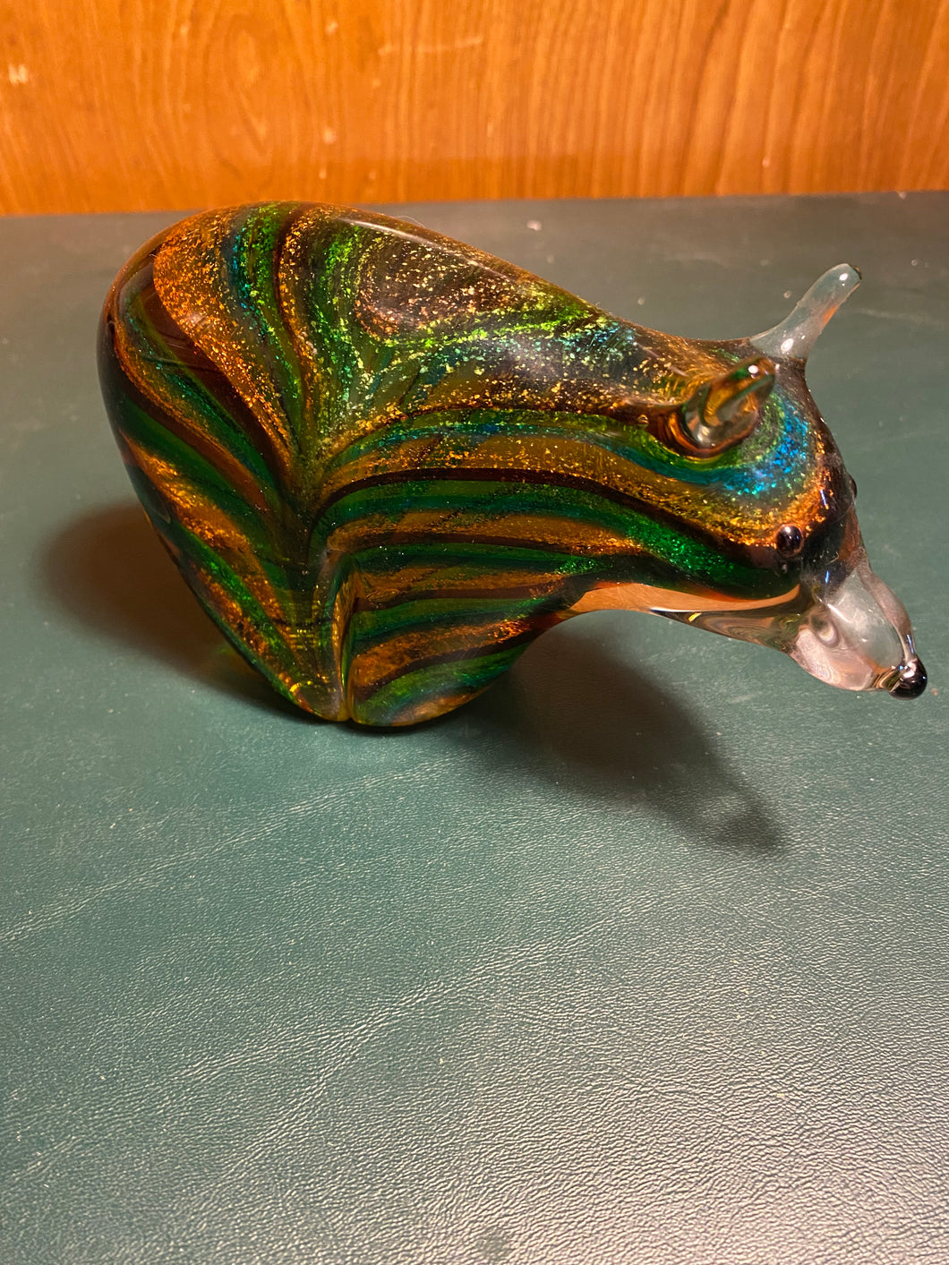 Bear Green with gold dust paperweight