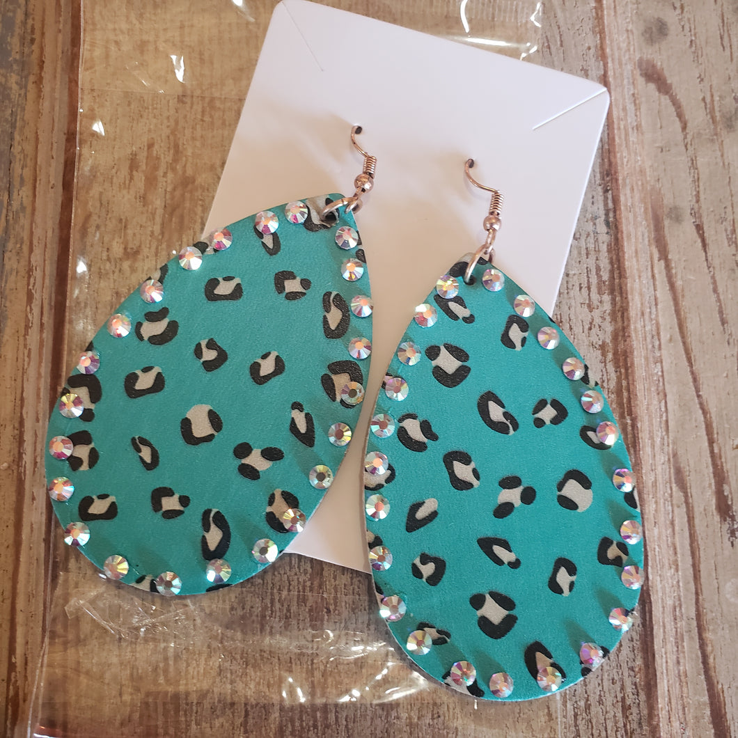 Turquoise with gems added earrings