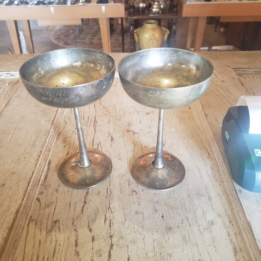 Pair of Vintage silver goblets