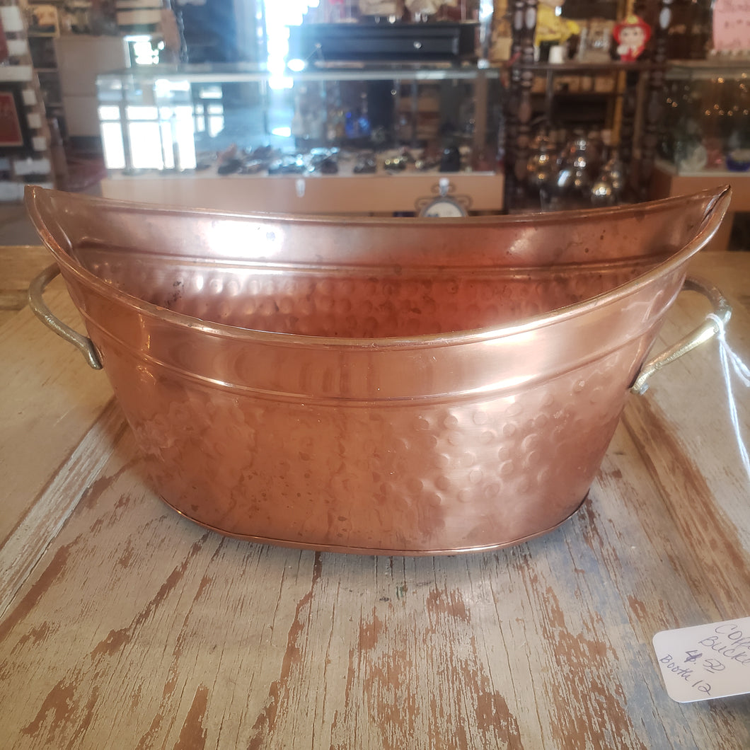 Small tin copper colored decor bucket