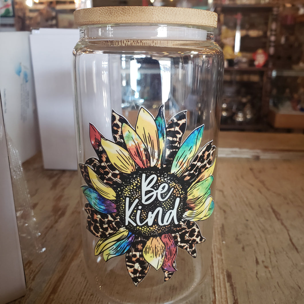 16 oz Glass Tumbler Be Kind